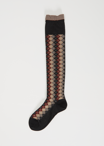Argyles Knit Socks — Black