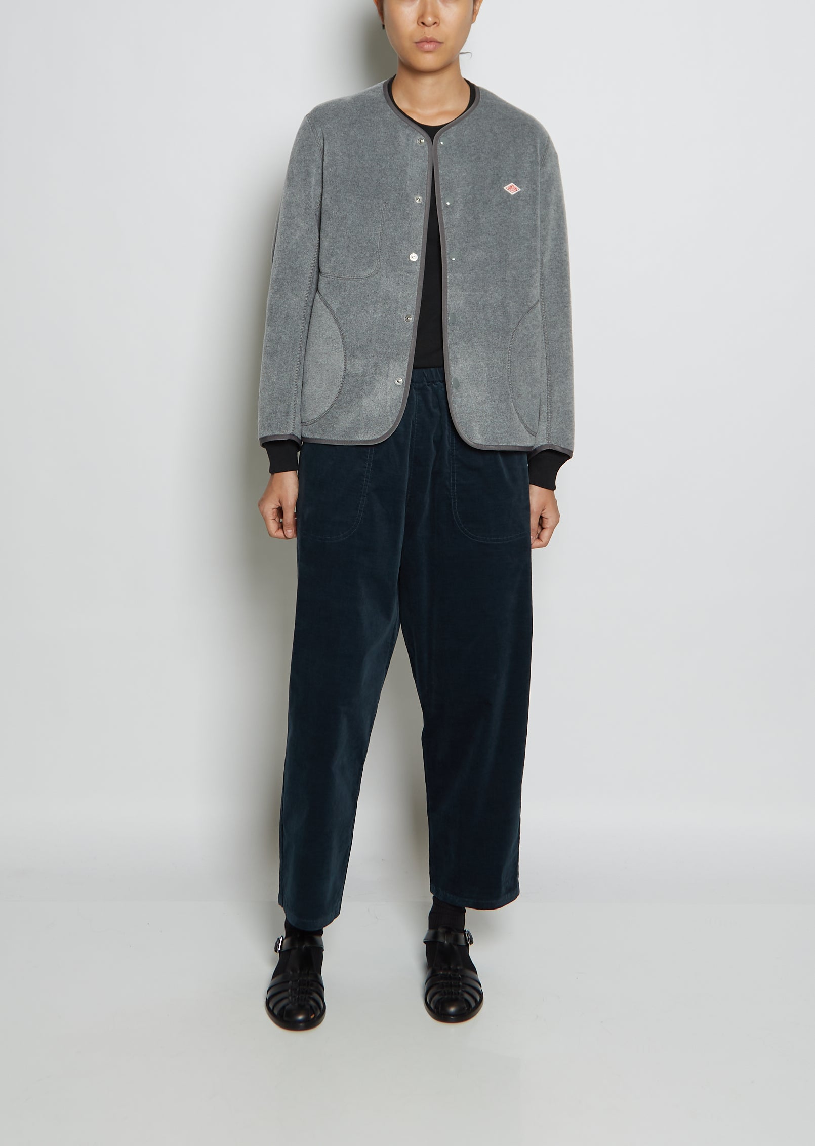 Fleece Collarless Jacket — Grey – La Garçonne