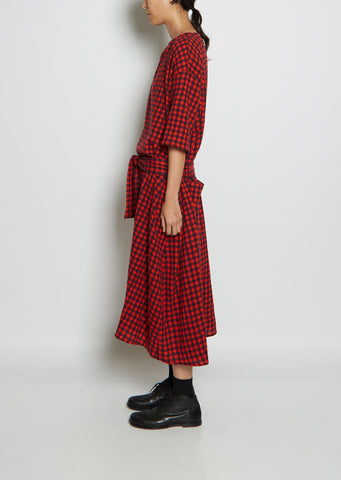 Wool Gauze Gingham Check Dress La Garonne Wool Gauze Gingham Check Dress La Garonne