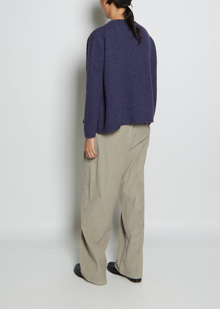 Wool, Cotton & Alpaca Blend Sweater — Blueberry