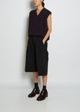 Pleated Twill Trousers Shorts