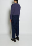 Pleat Front Cropped Cotton Trousers