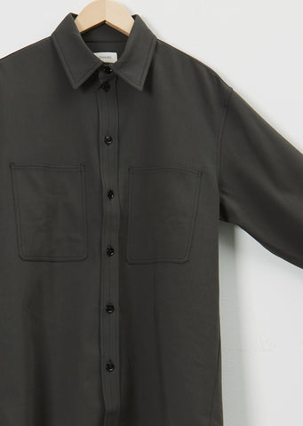 Men's Straight Collar Cotton Shirt - 46 / BK983 Ash Black