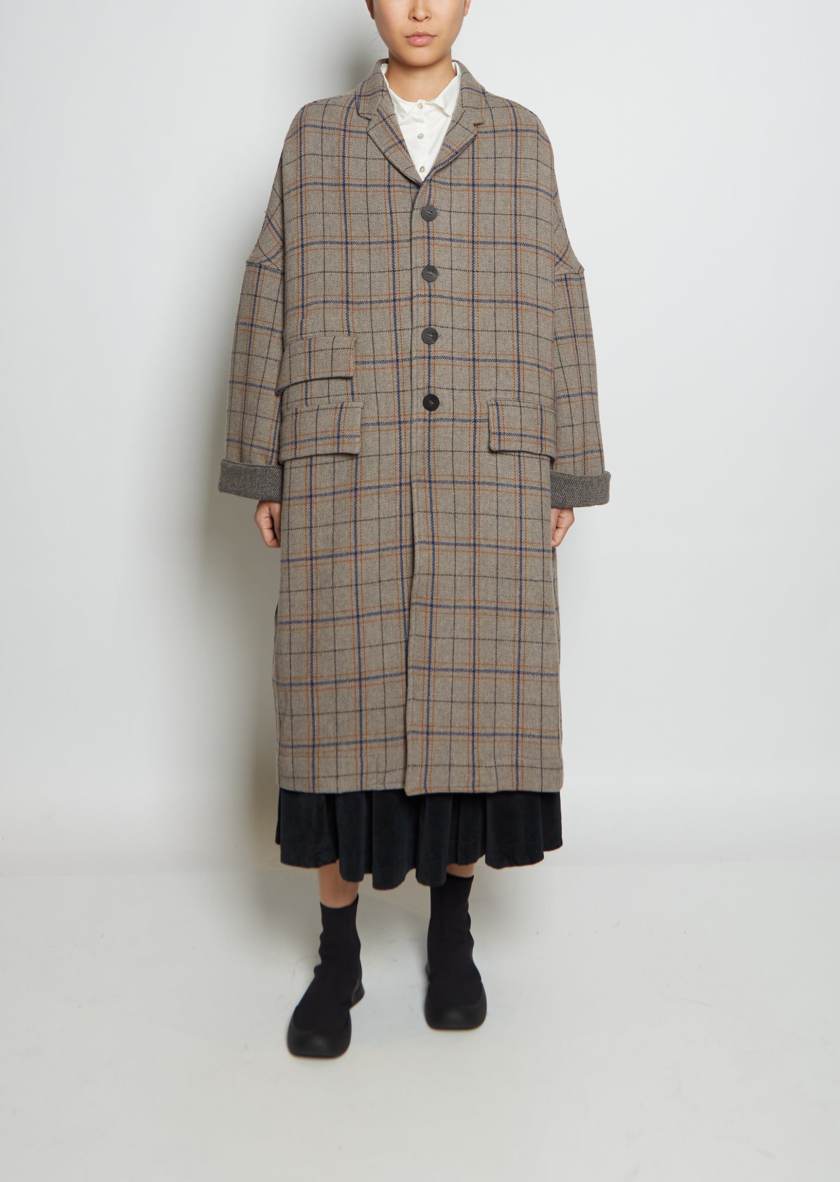 Wool Tartan Big Coat – La Garçonne