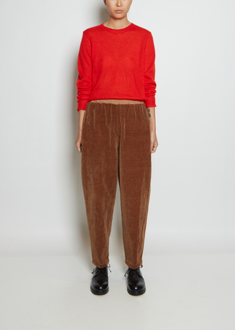 Tobba Cotton & Linen Velvet Simple Trouser — Kraft Brown