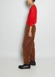 Tobba Cotton & Linen Velvet Simple Trouser — Kraft Brown