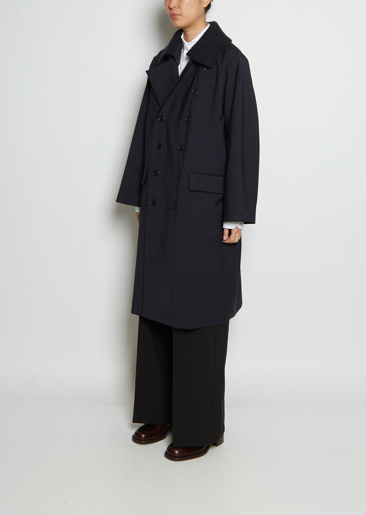 Technical Wool Blend Double Breasted Coat