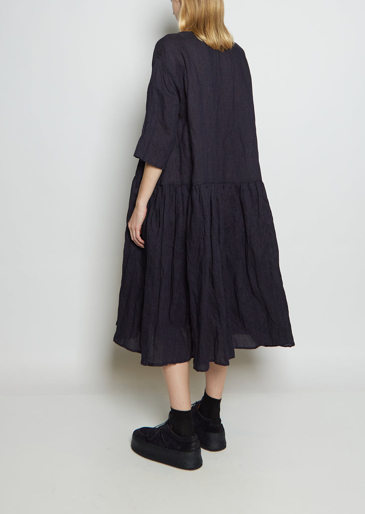 Virgin Wool & Metal Gathered Waist Dress