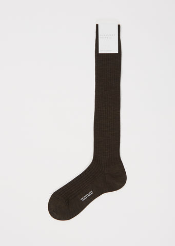 Long Ribbed Sock — Oak