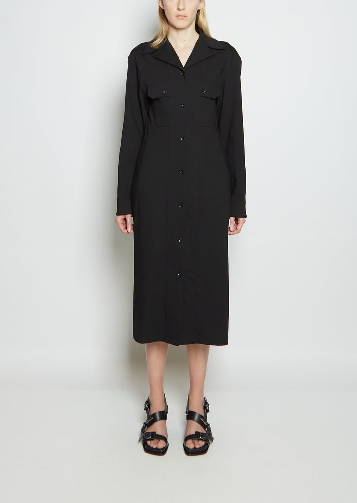 Convertible Collar Cotton and Wool Dress