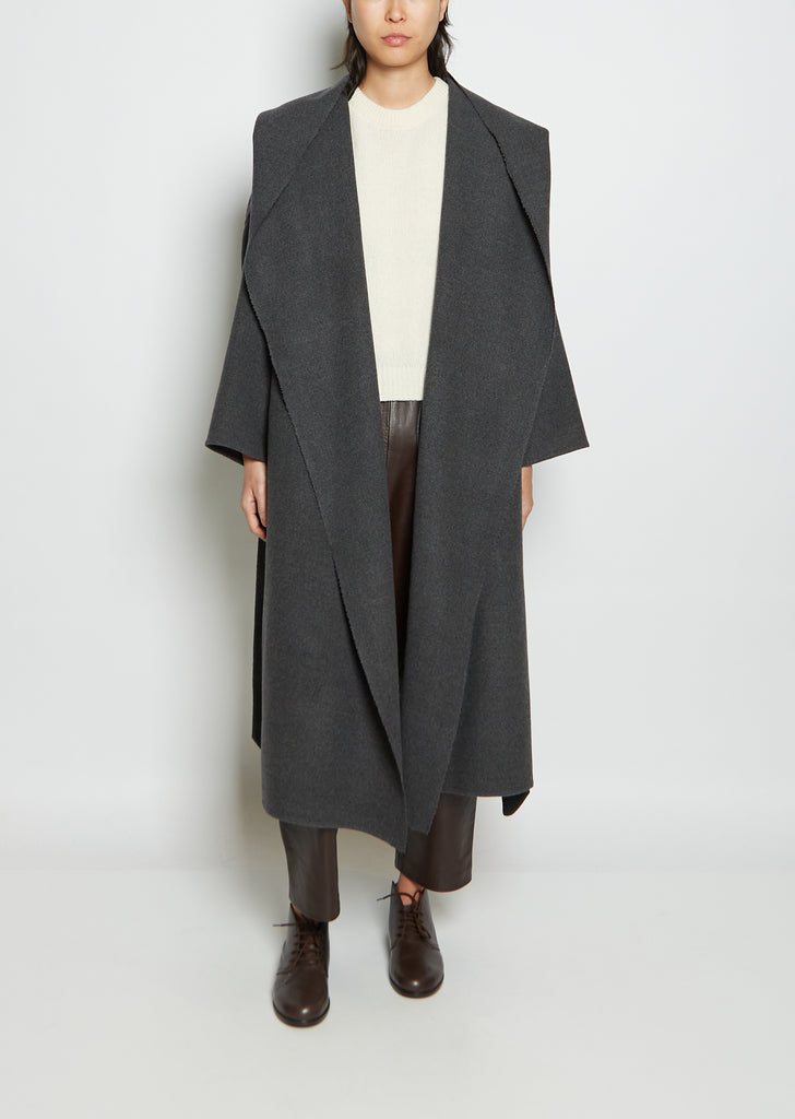 Virgin Wool Long Hooded Coat