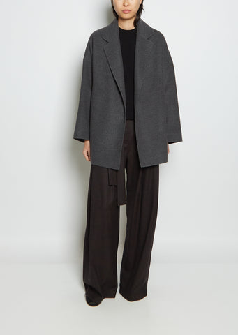 Virgin Wool Oversized Double Jacket — Charcoal