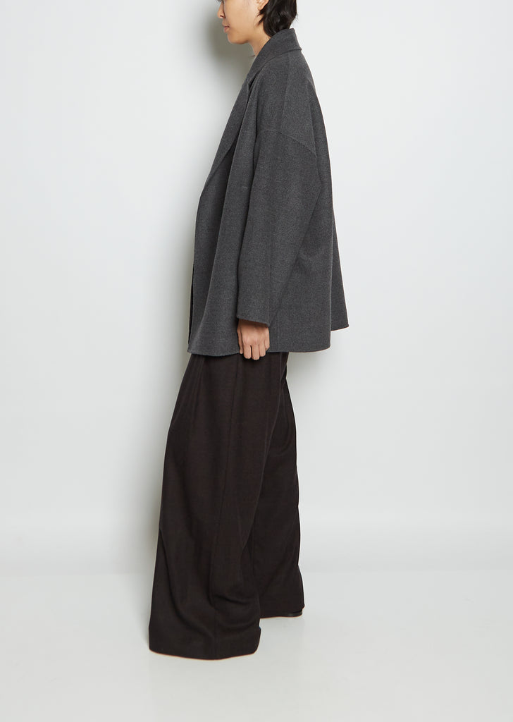 Virgin Wool Oversized Double Jacket — Charcoal