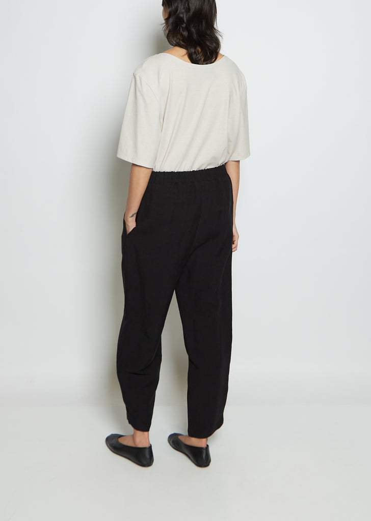 Linen Pullon Trouser — Black