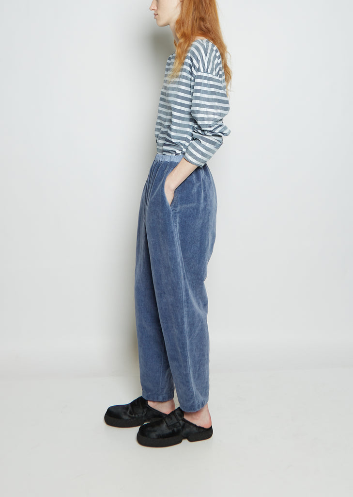 Tobba Cotton Cotton & Linen Velvet Simple Trouser — Skyline