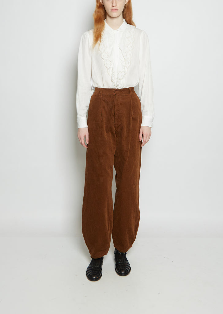 Diagonal Cotton Corduroy Pants