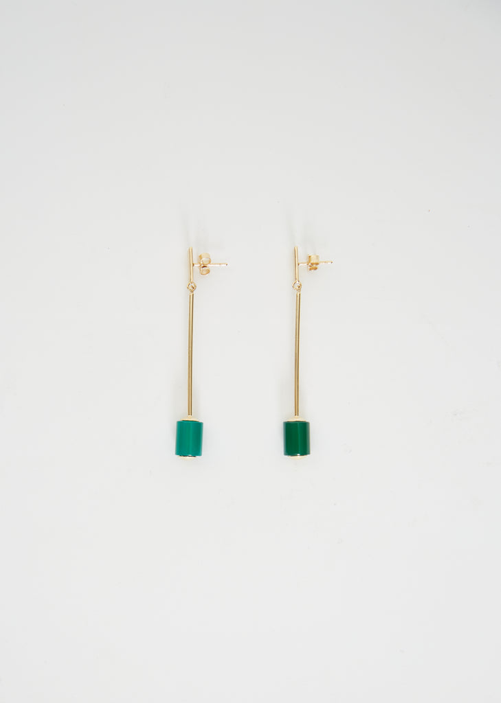 Deco Cilindro Earrings — Green Agate