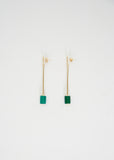 Deco Cilindro Earrings — Green Agate