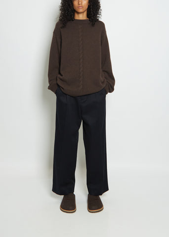 Mood Front Cable Cashmere Sweater — Chocolate