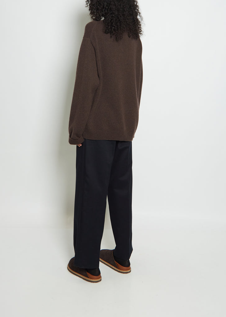 Mood Front Cable Cashmere Sweater — Chocolate