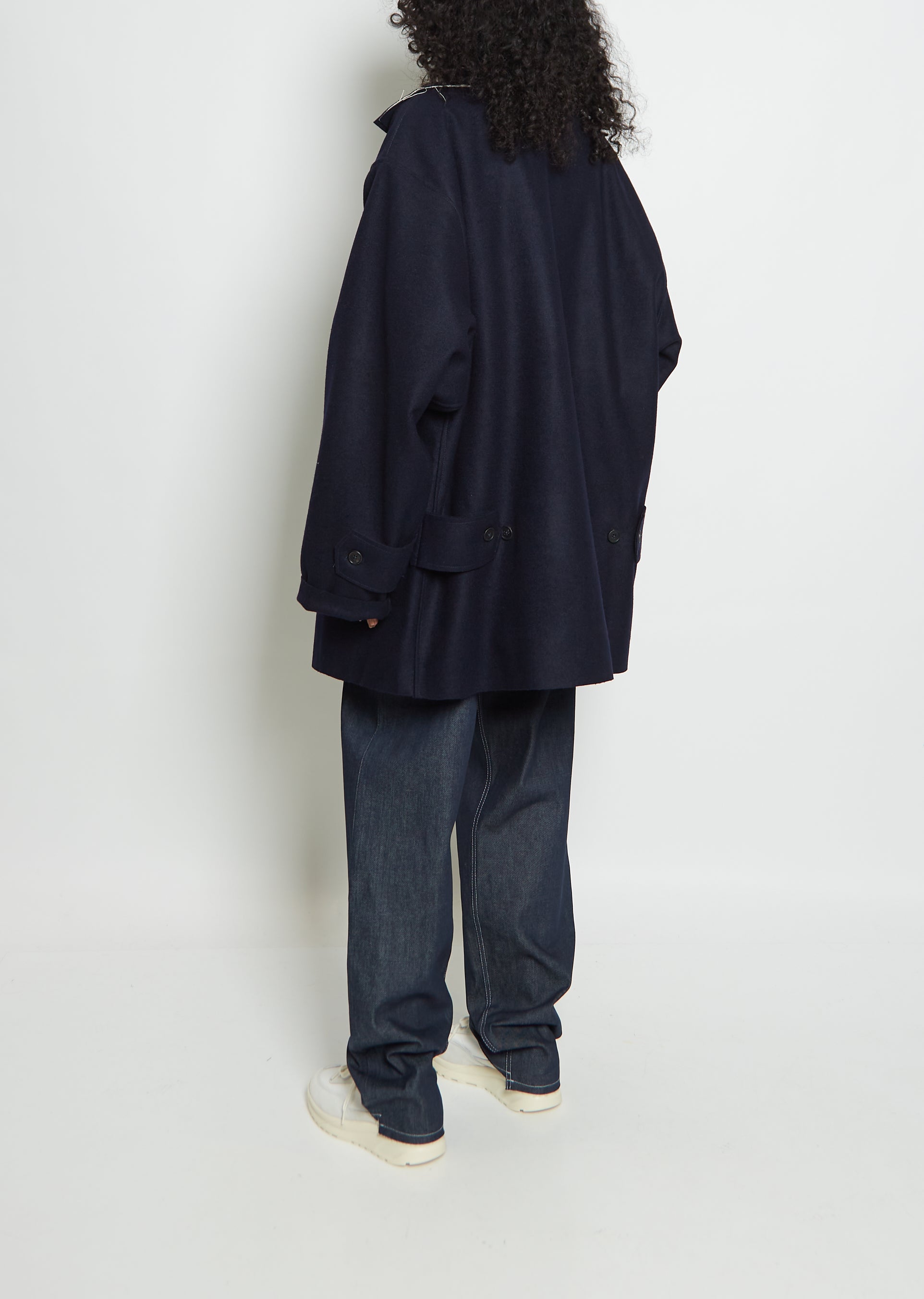 Wool XXL Mackintosh Jacket — Black Navy – La Garçonne