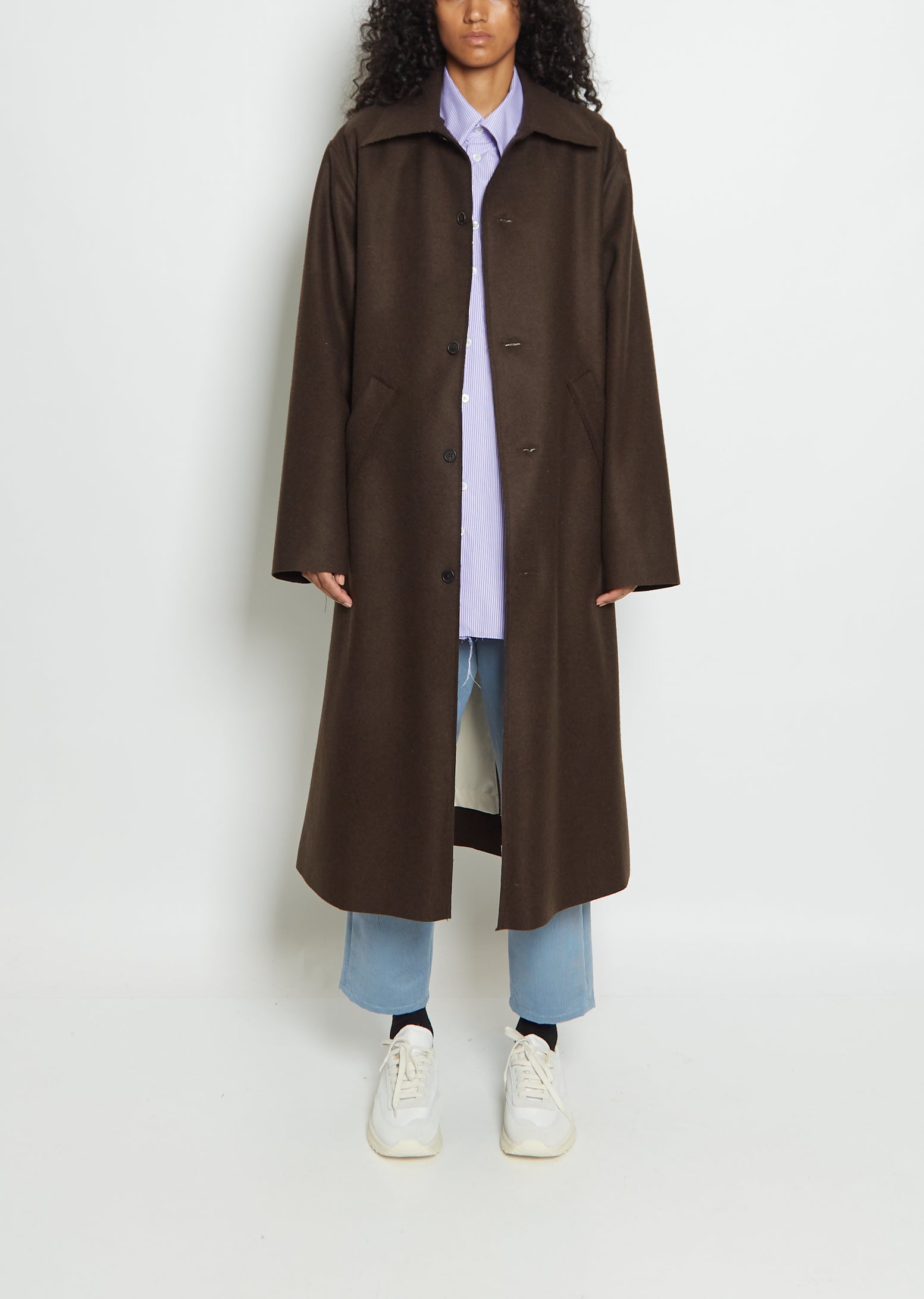 Wool Felt Coat Long Garçonne La –