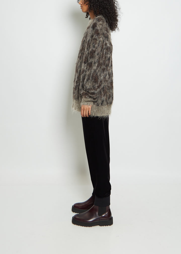 Wool Blend Fuzzy Leopard Sweater
