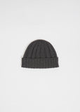 Wool and Cotton Contrast Rib Beanie