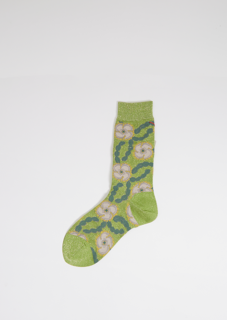Northern Flower Socks — Light Green