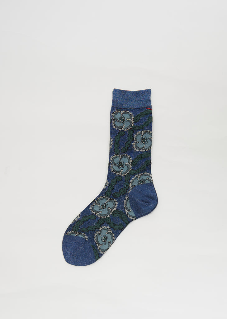Northern Flower Socks — Blue