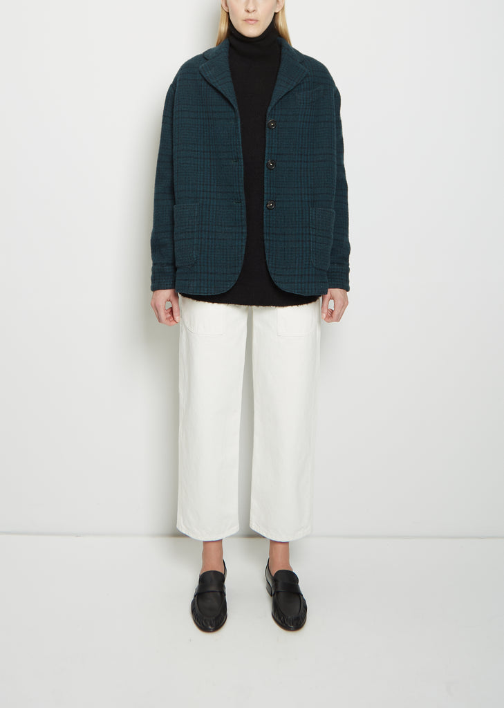 Wool Check Milly Jacket — Teal