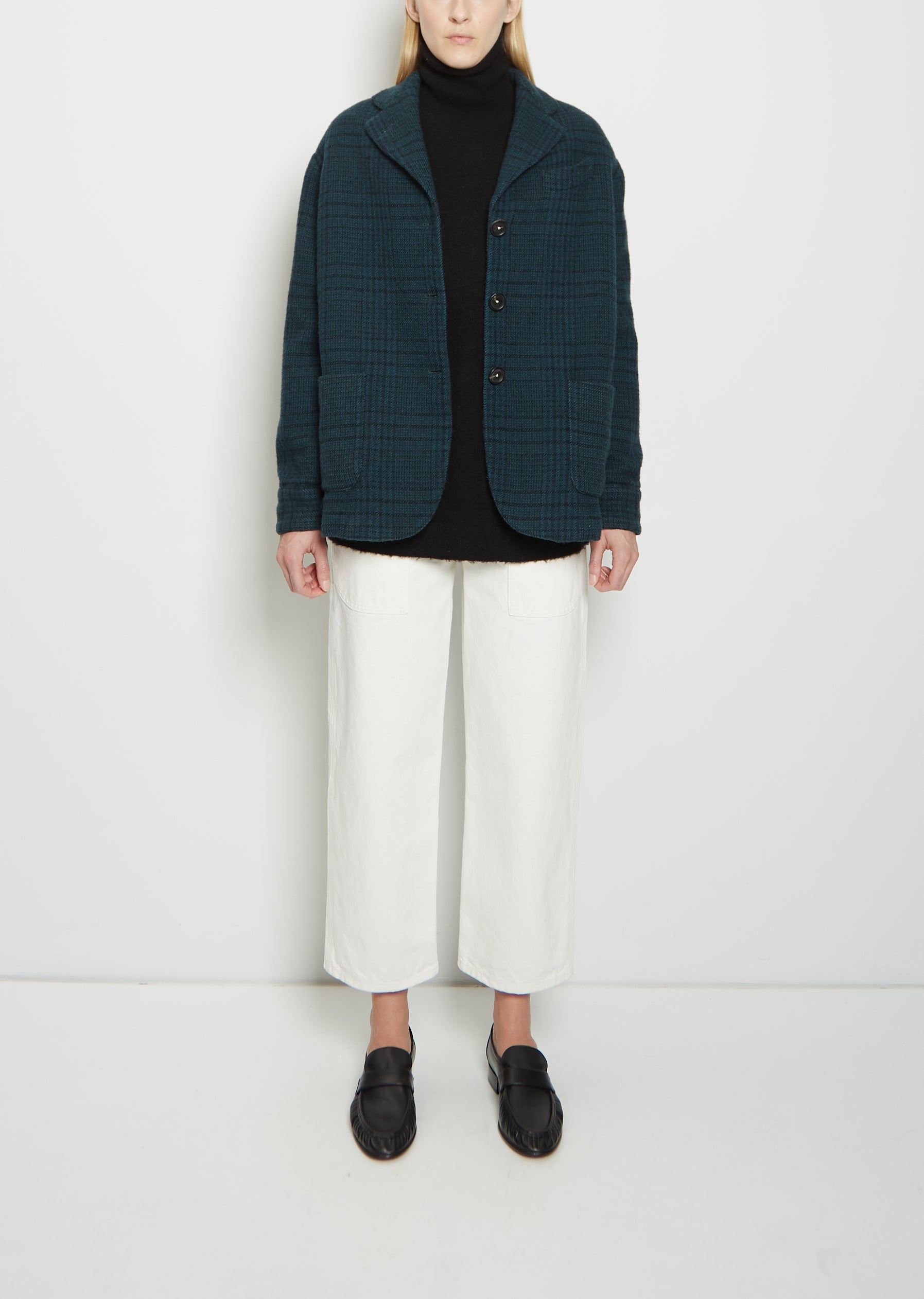 Wool Check Milly Jacket — Teal – La Garçonne