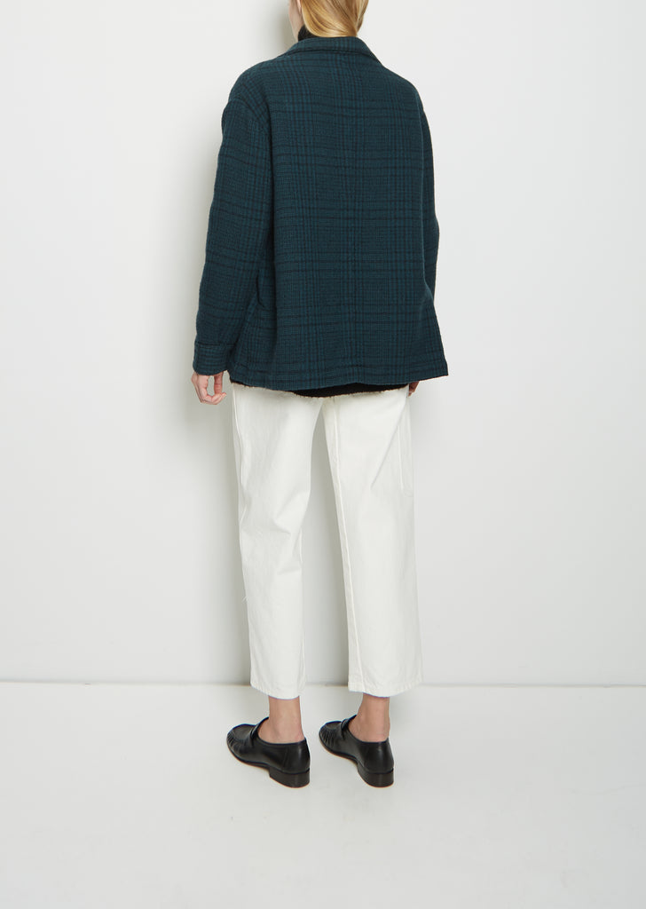 Wool Check Milly Jacket — Teal