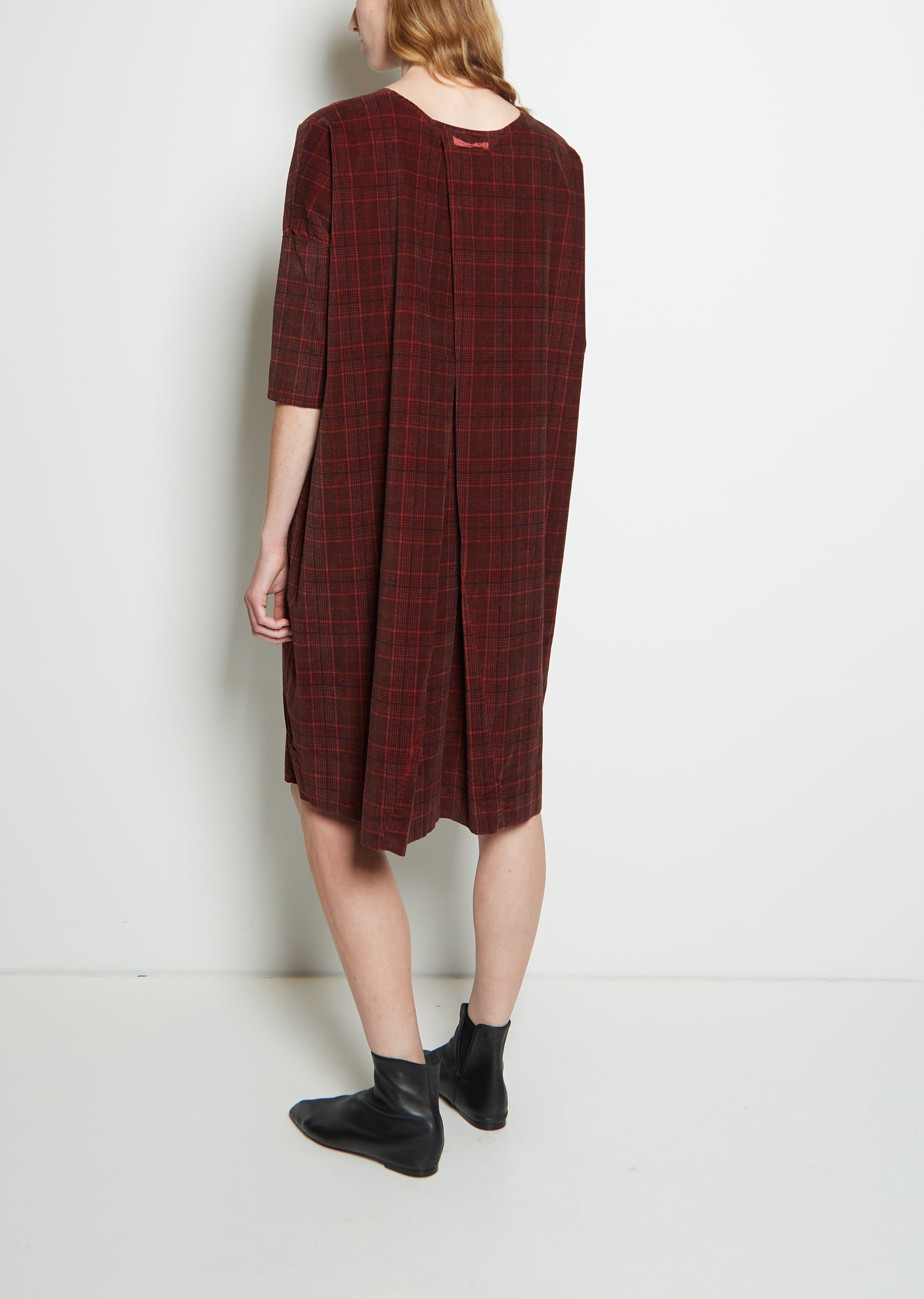 Velvet Tartan Dress — Dark Red – La Garçonne
