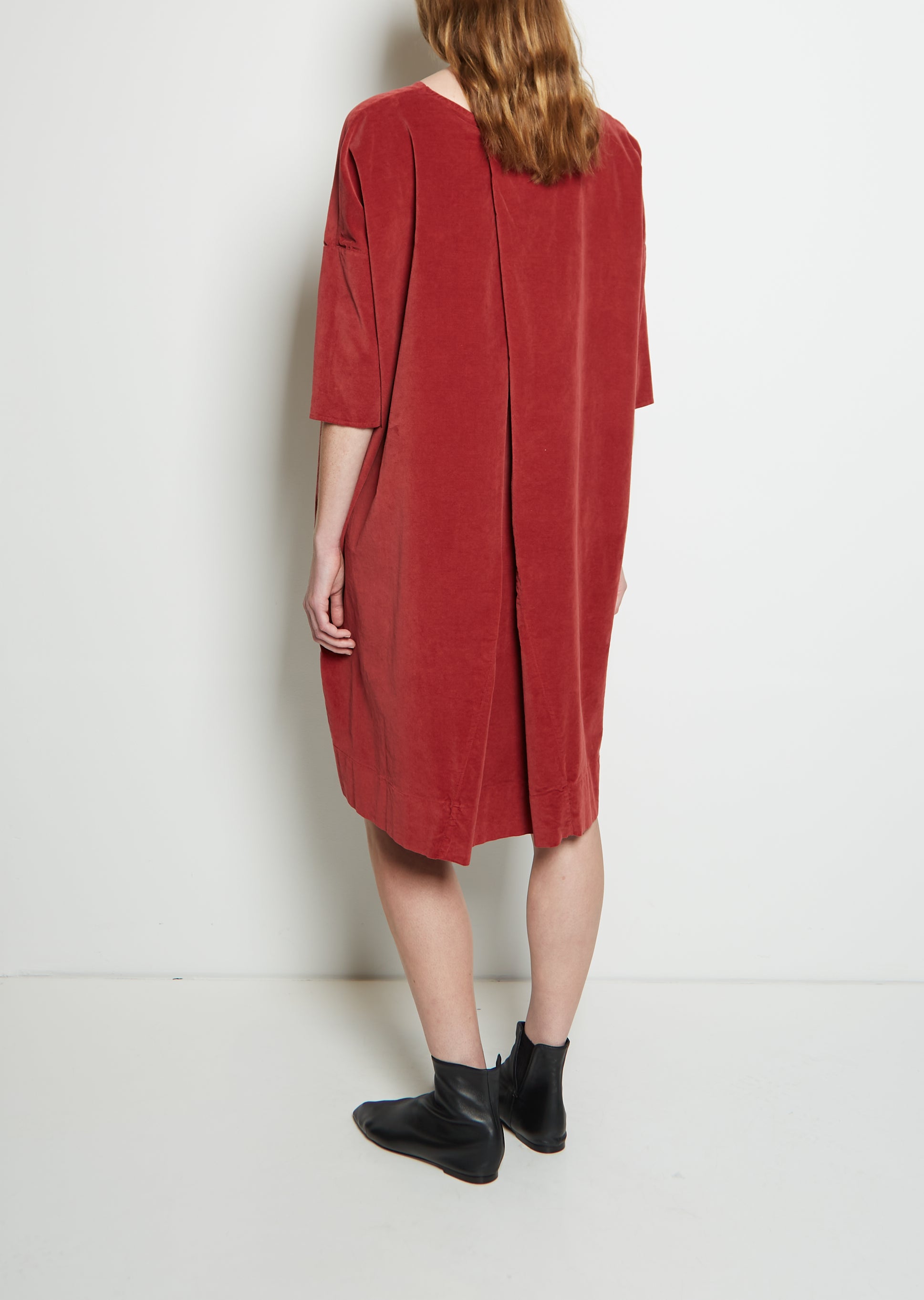 Cotton Velvet Dress — Red – La Garçonne