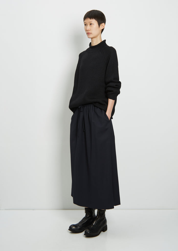 Light Wool Long Drawstring Skirt