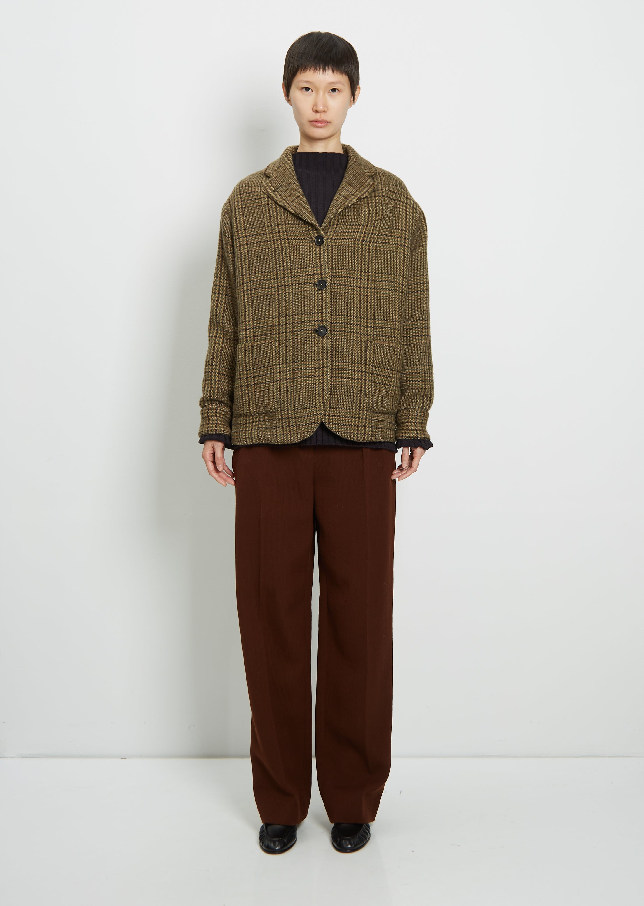 Wool Check Milly Jacket — Moss – La Garçonne