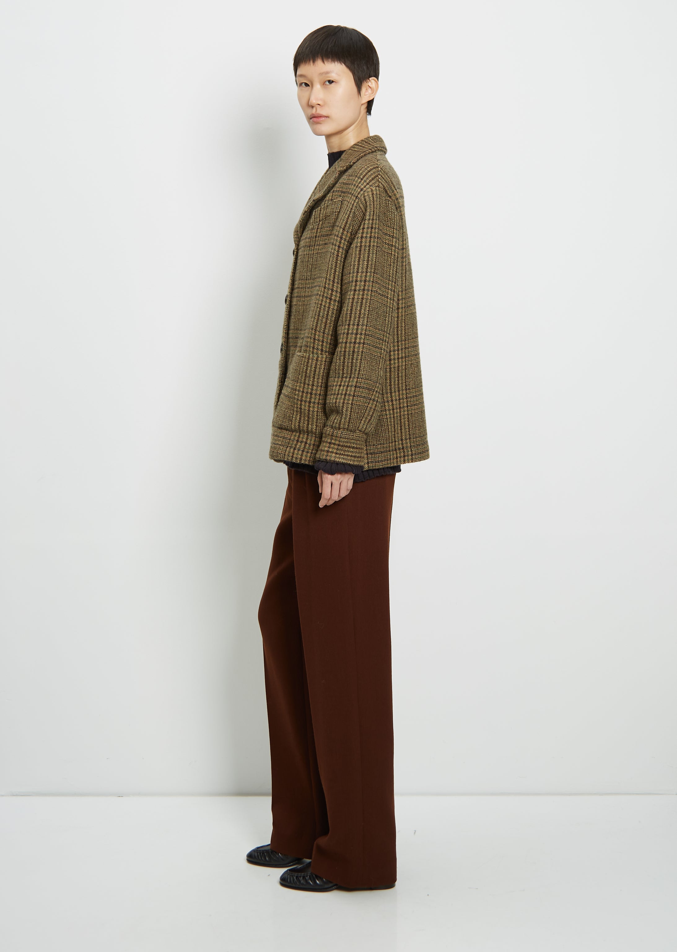 Wool Check Milly Jacket — Moss – La Garçonne