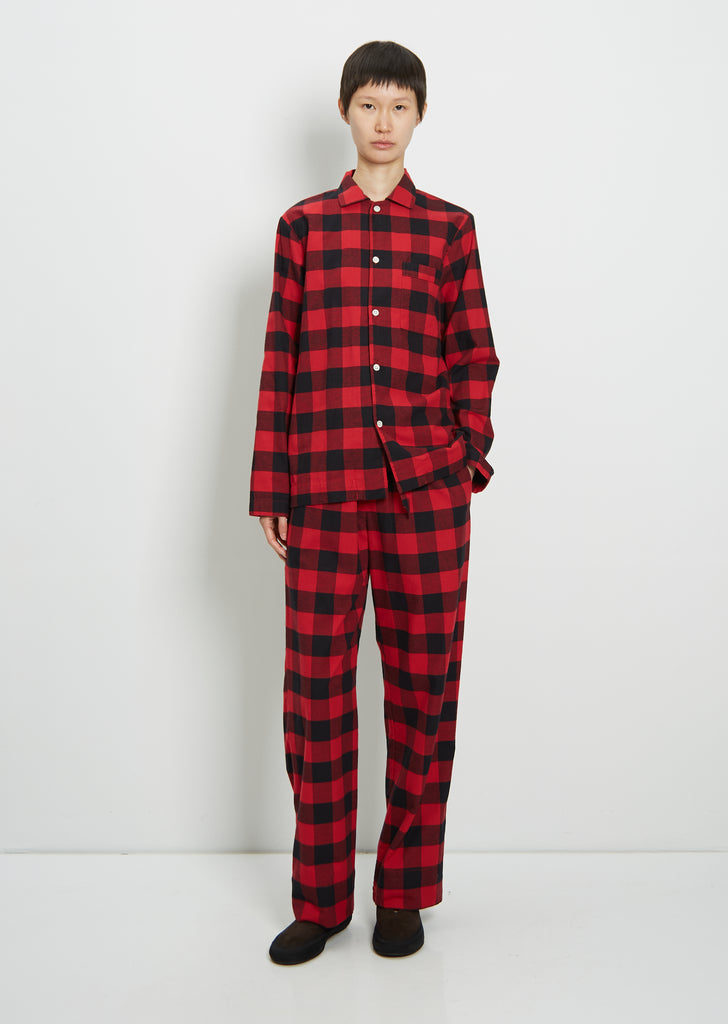 Flannel Pyjamas Shirt — Red Gingham