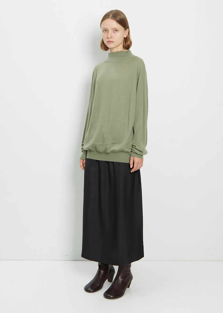 Light Cashmere Shoulder Sweater — Light Kale