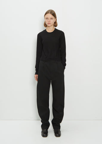 Curved Cotton Suit Pants — Black