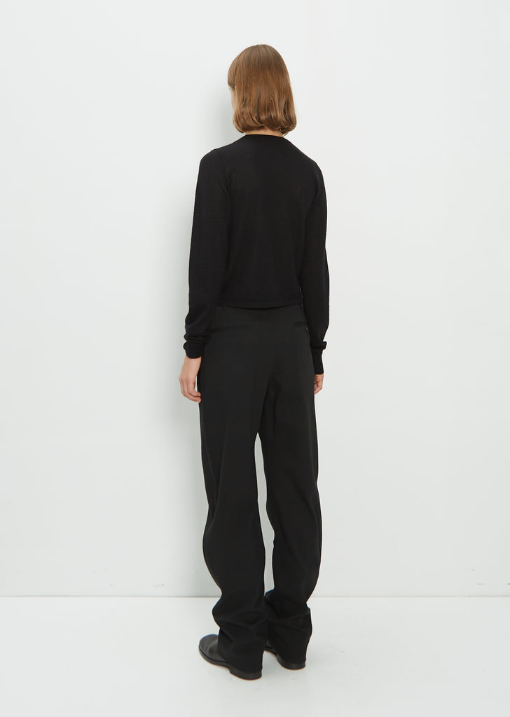 Curved Cotton Suit Pants — Black – La Garçonne