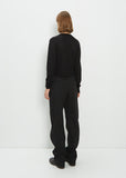 Curved Cotton Suit Pants — Black