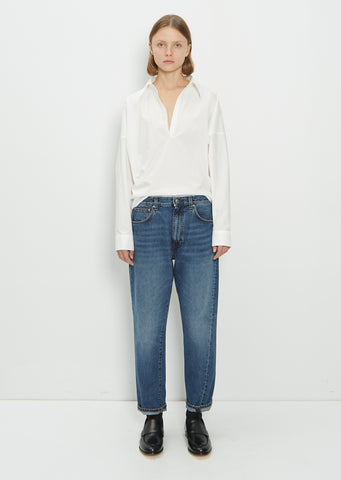 Twisted Seam Mid-Waist Denim