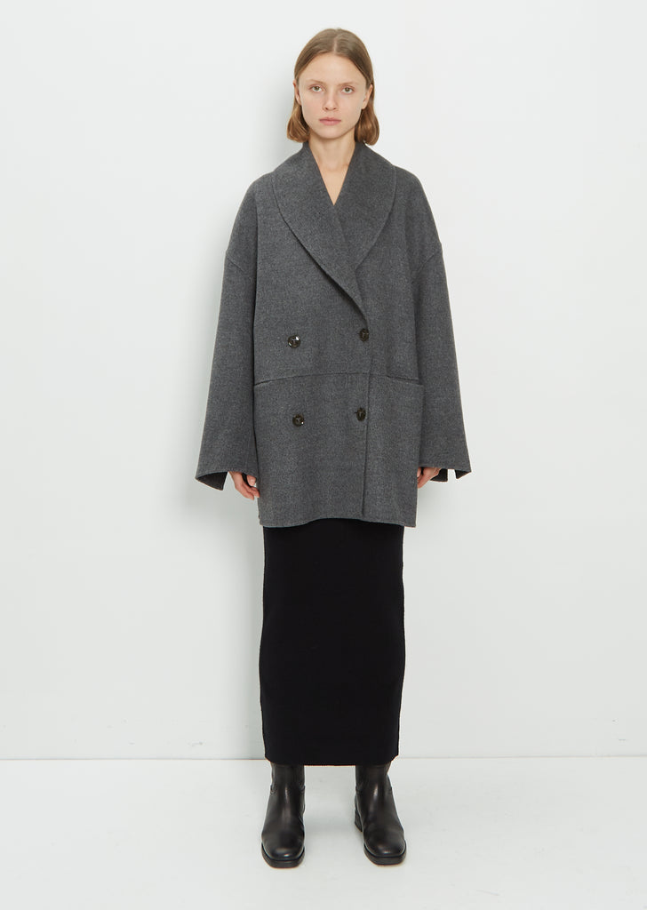 Double Breasted Wool Jacket — Grey Melange