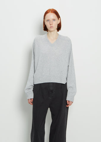 Cashmere Emsalo V-Neck Sweater — Grey Melange