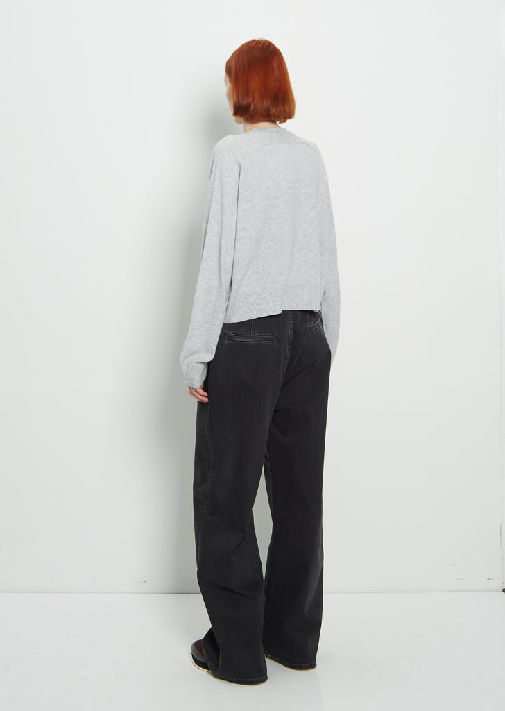 Cashmere Emsalo V-Neck Sweater — Grey Melange