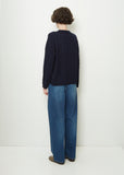 Vilma Cashmere Cable Sweater — Navy
