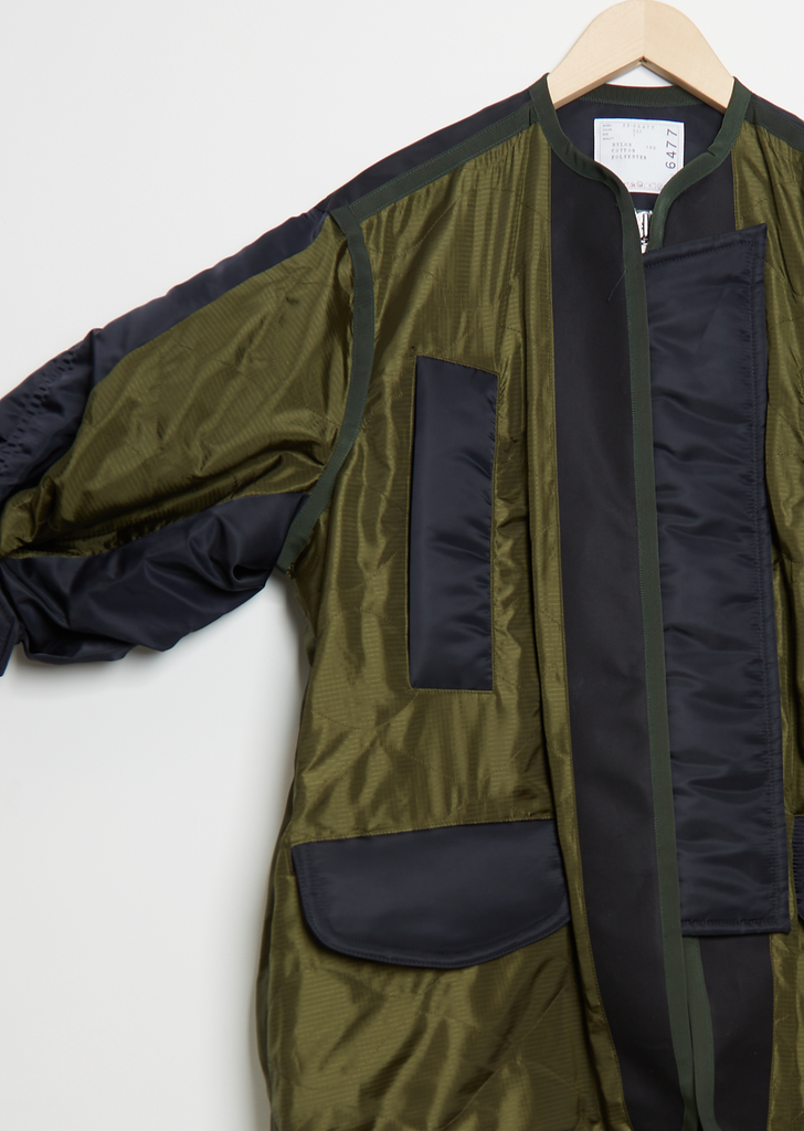 Quilted Blouson Wool Blend Jacket — Khaki