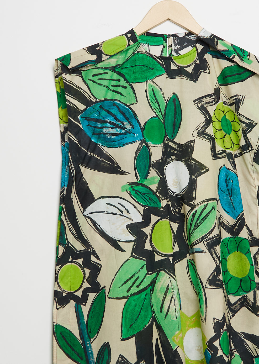 Dimi A-Line Cotton Dress Green Flower La Garonne Dimi A-Line Cotton Dress Green Flower La Garonne